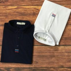 Áo thun nam cổ polo thêu 3 sọc đỏ xanh( giá mới) - CS053