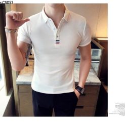 Áo thun nam cổ polo thêu 3 sọc đỏ xanh( giá mới) - CS053