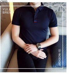 Áo thun nam cổ polo thêu 3 sọc đỏ xanh( giá mới) - CS053