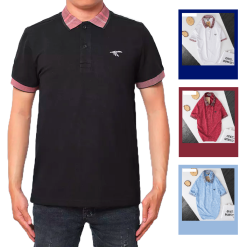 Áo thun nam cổ bẻ thêu hình két - CS105