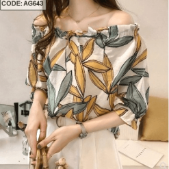 Áo trễ vai tay lỡ hoa lá giá sỉ