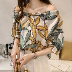Áo trễ vai tay lỡ hoa lá giá sỉ