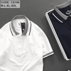 Áo thun nam cổ bẻ thêu sau lưng - CS106