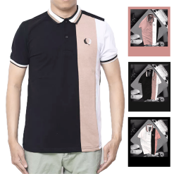 Áo Thun Nam Có Cổ Thêu Hình Bông Lúa - AB261