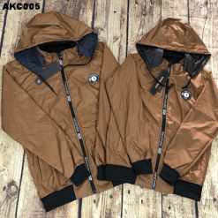 Áo khoác dù đôi nam nữ phối nón rời kết logo tròn