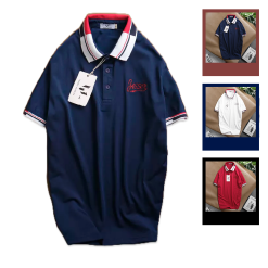 Áo Thun Nam Có Cổ Phối Màu Thêu Chữ - CS165