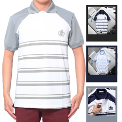 Áo Thun Polo Cá Sấu Thân Phối Sọc In Logo - CS168