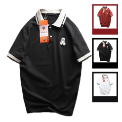 Áo Thun Nam Cotton Có Cổ Thêu Gấu Trẻ Trung - CS171