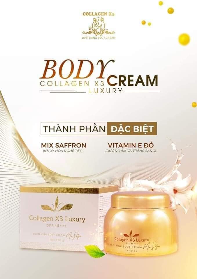 Kem Body Collagen X3 Luxury kết hợp Safron và Hạt Vitamin E Đỏ