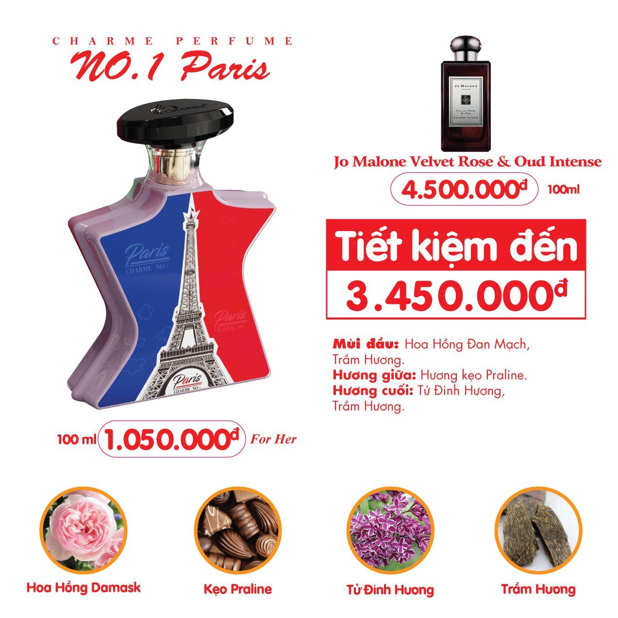 Nước hoa nữ Charme no.1 Paris 100ml Nước hoa nữ Charme no.1 Paris 100ml