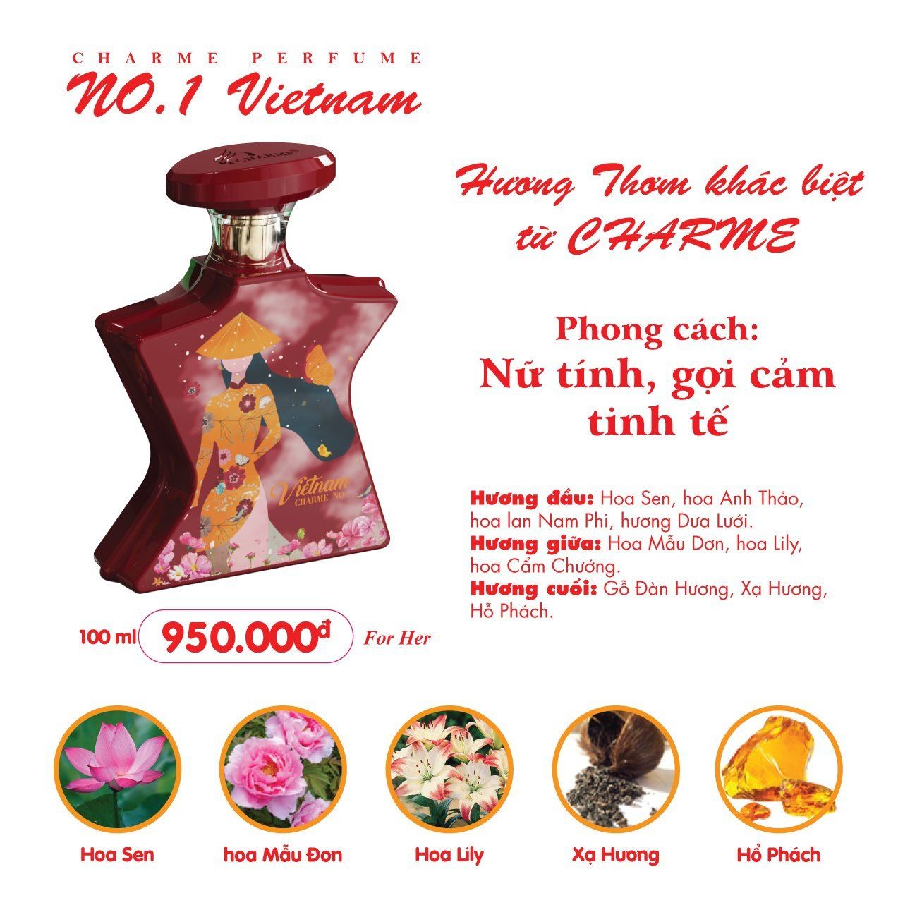 Nước hoa nữ Charme no. 1 Việt nam 100ml Nước hoa nữ Charme no. 1 Việt nam 100ml