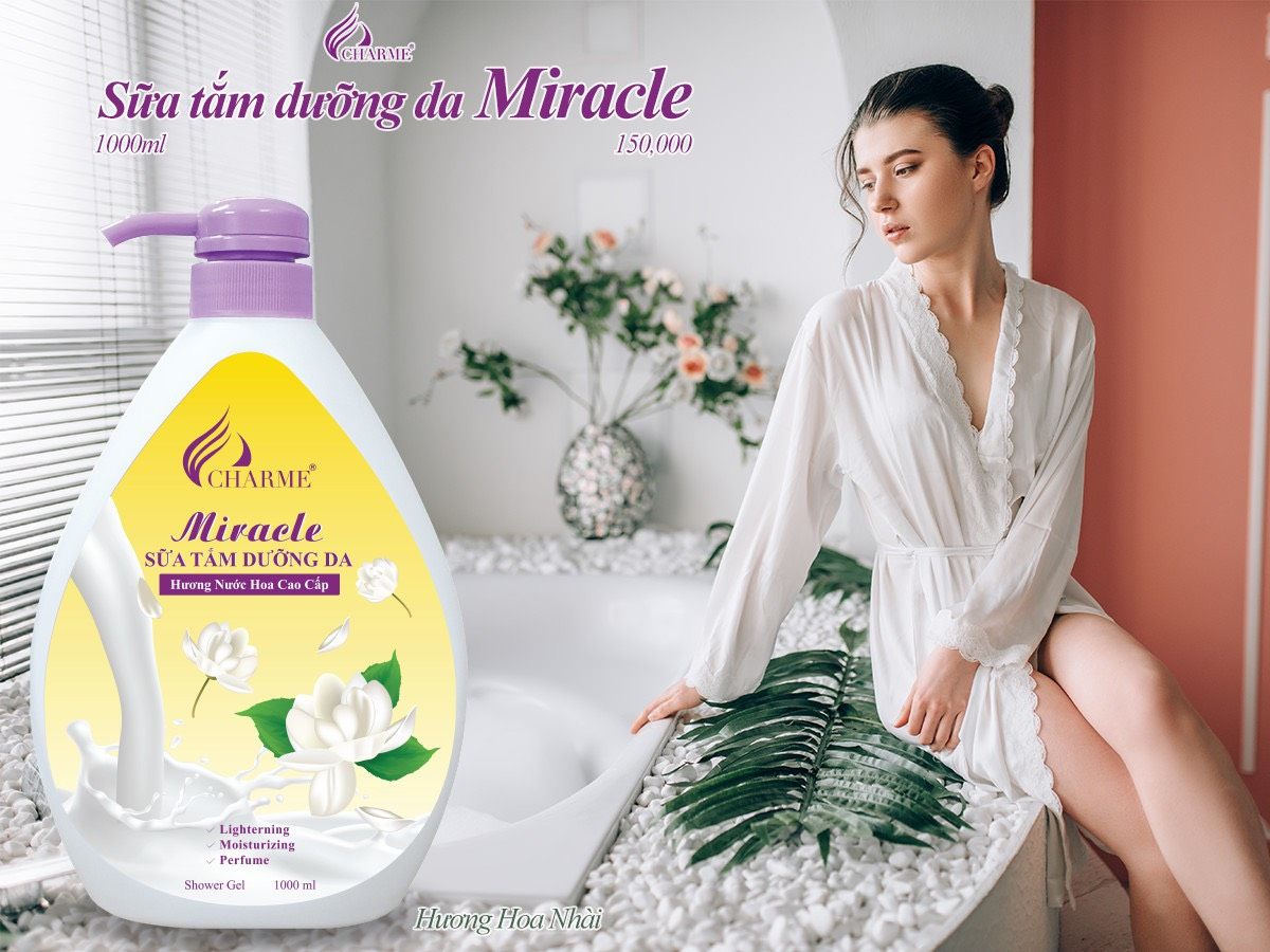 Sữa tắm nước hoa Charme Miracle 1000ml hương hoa nhài Sữa tắm nước hoa Charme Miracle 1000ml hương hoa nhài