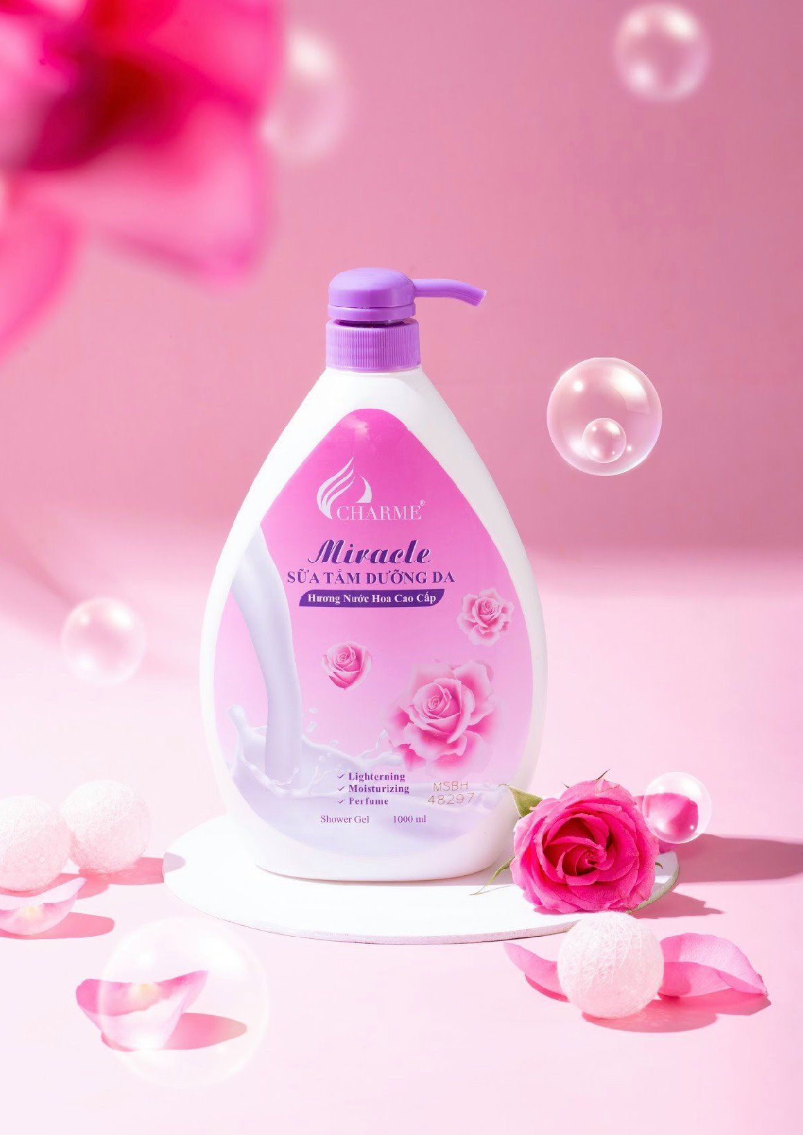 Sữa tắm nước hoa Charme Miracle 1000ml hương Hoa Hồng