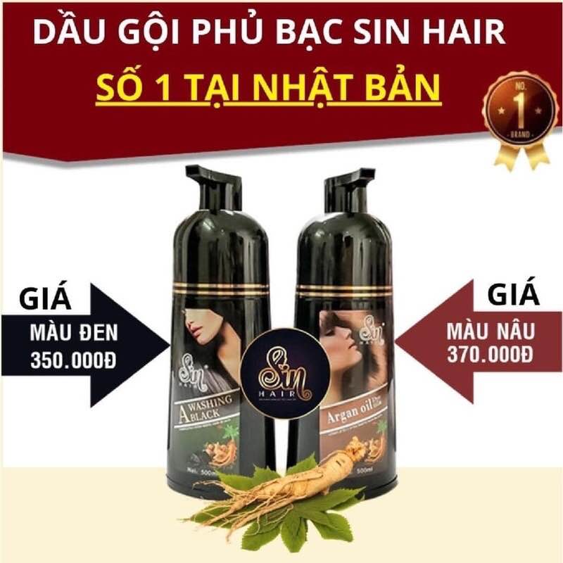 Dầu gội phủ tóc bạc nhân sâm Sin Hair Dầu gội phủ tóc bạc nhân sâm Sin Hair