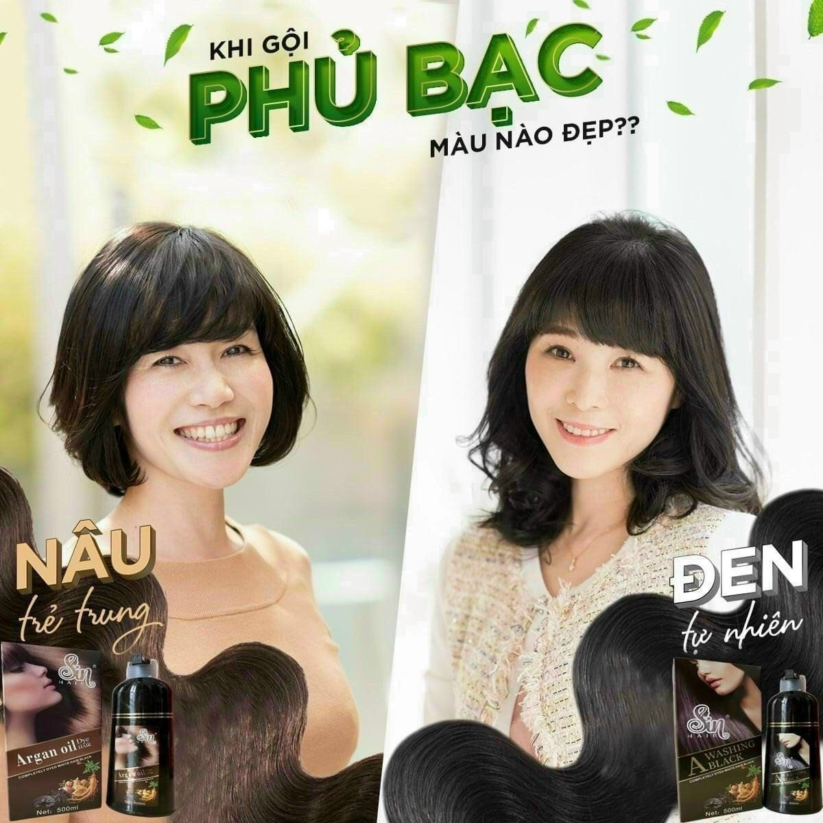 Dầu gội phủ tóc bạc Sin Hair - chỉ cần gội là đã phủ bạc được 100%