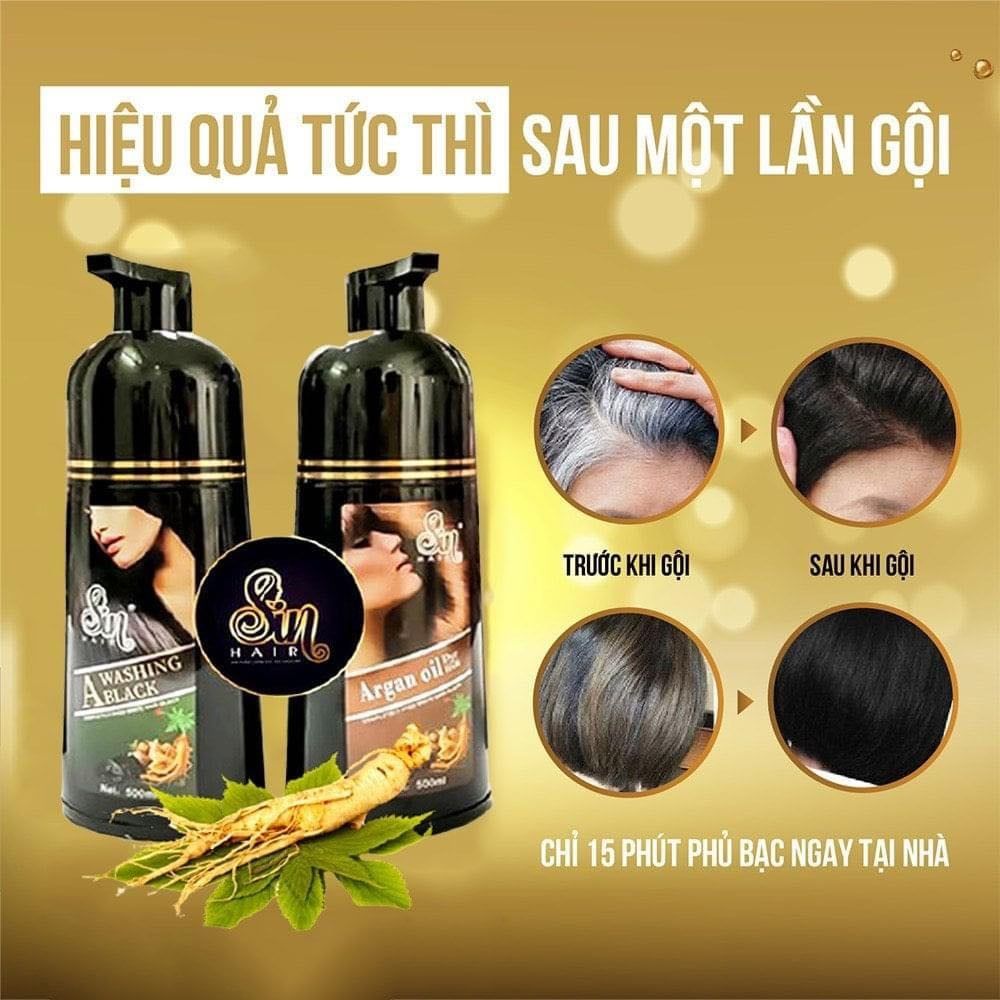 Dầu gội phủ tóc bạc Sin Hair - chỉ cần gội là đã phủ bạc được 100% Dầu gội phủ tóc bạc Sin Hair - chỉ cần gội là đã phủ bạc được 100%