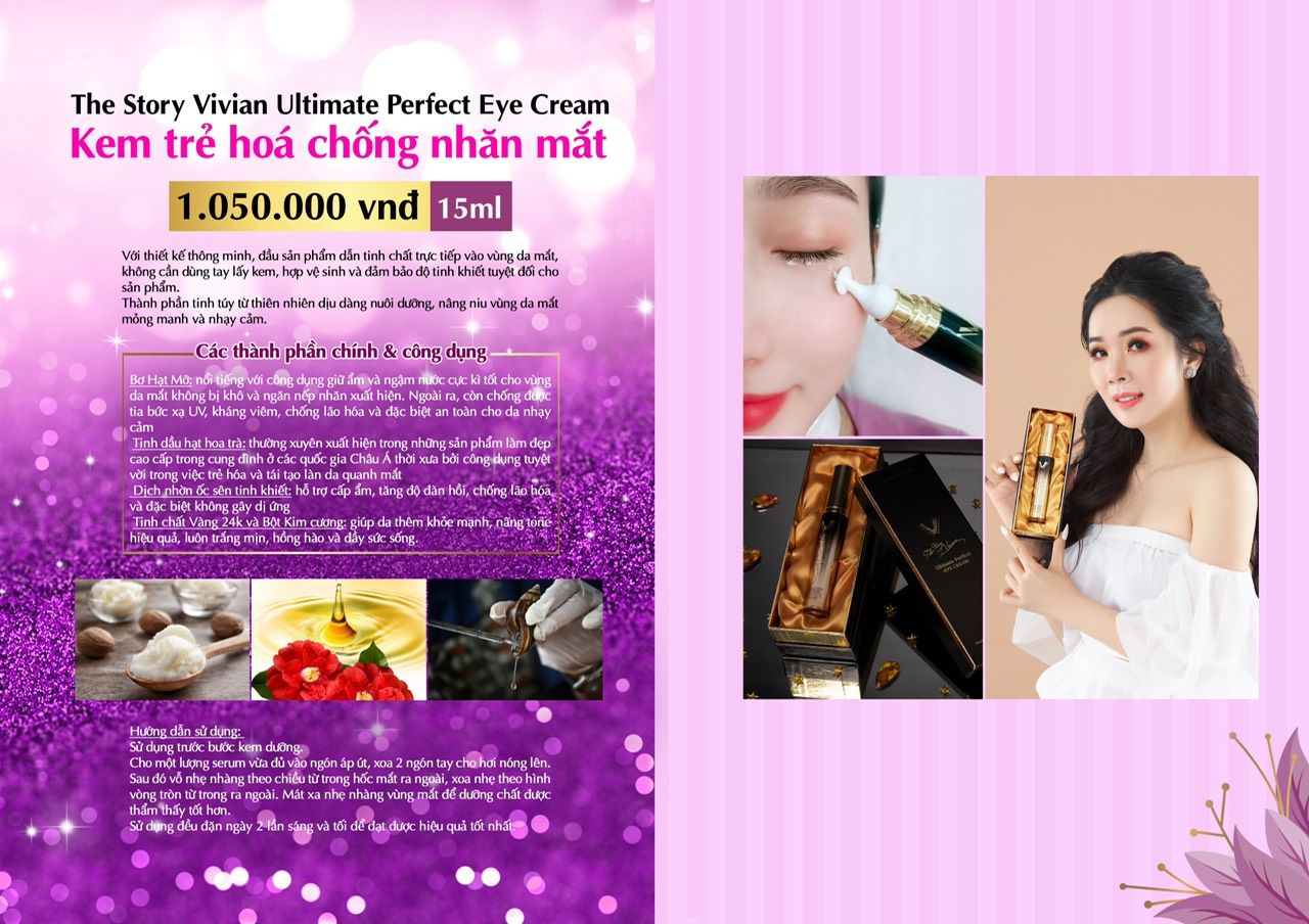 Kem xóa tan nếp nhăn và quầng thâm mắt The Story Vivian 15ml chính hãng Kem xóa tan nếp nhăn và quầng thâm mắt The Story Vivian 15ml chính hãng