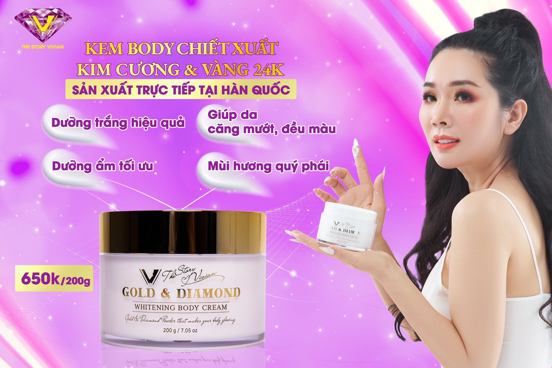 Kem body dưỡng trắng da The Story Vivian Kem body dưỡng trắng da The Story Vivian