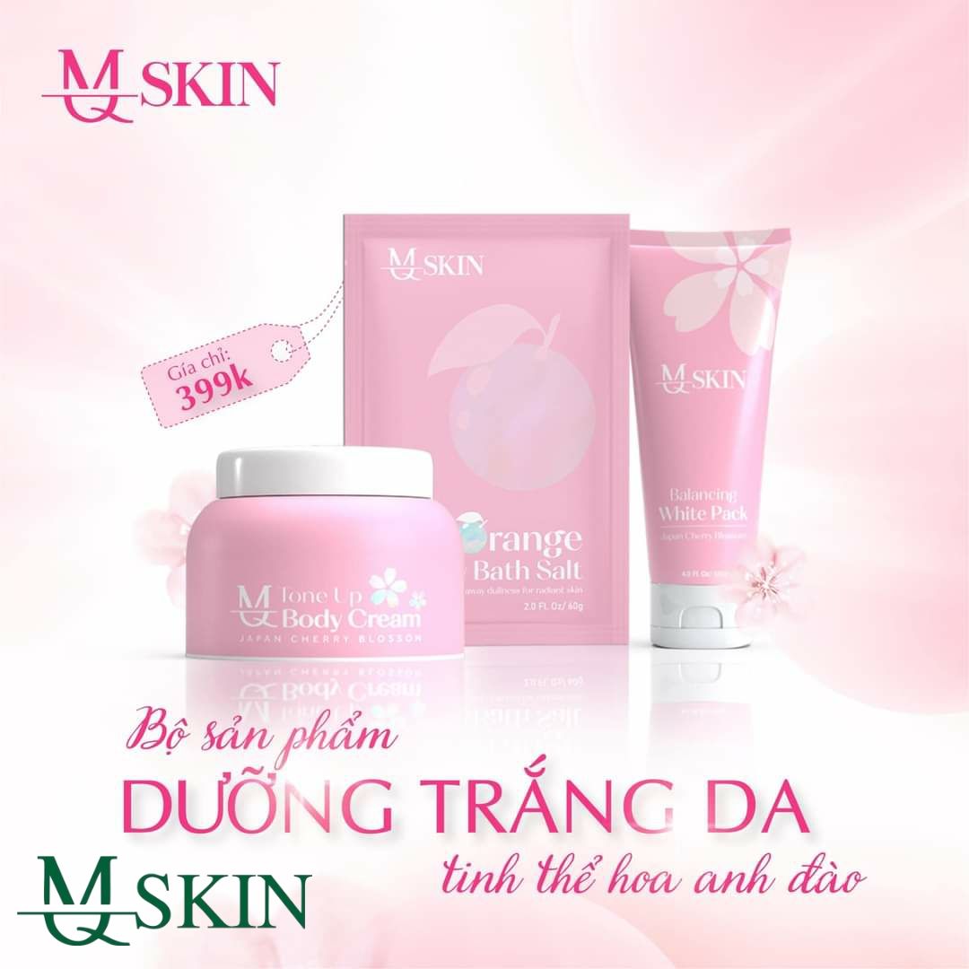 Bộ mỹ phẩm MQ Skin dưỡng trắng body da hoa anh đào chính hãng Bộ mỹ phẩm MQ Skin dưỡng trắng body da hoa anh đào chính hãng