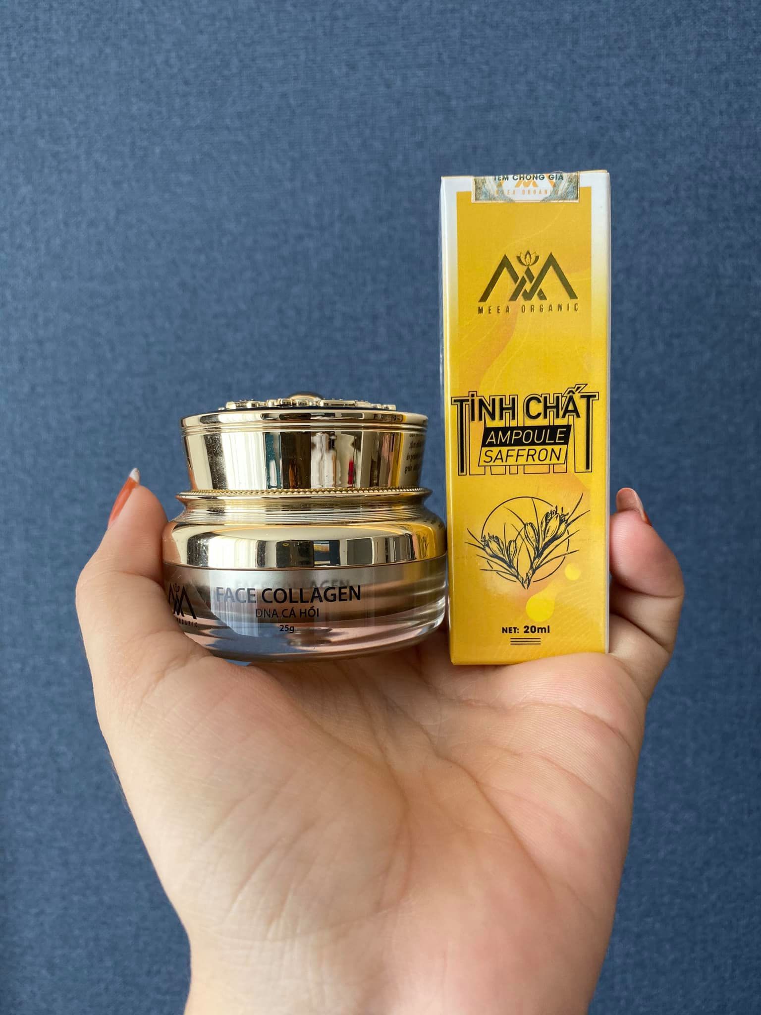 Combo kem face cá hồi kết hợp Tinh chất Ampoule Saffron Meea organic Combo kem face cá hồi kết hợp Tinh chất Ampoule Saffron Meea organic