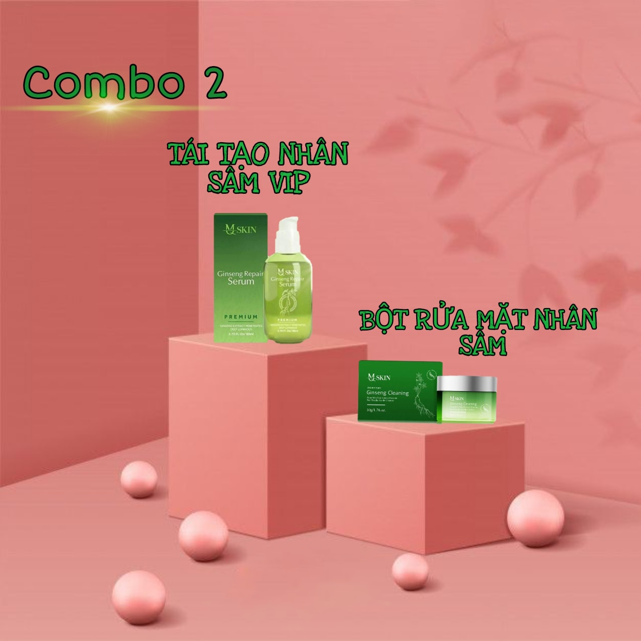 Combo 2 tái tạo nhân sâm phiên bản không sưng MQ Skin