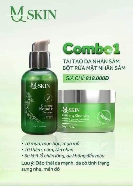 Combo 1 tái tạo da nhân sâm Mq Skin Combo 1 tái tạo da nhân sâm Mq Skin