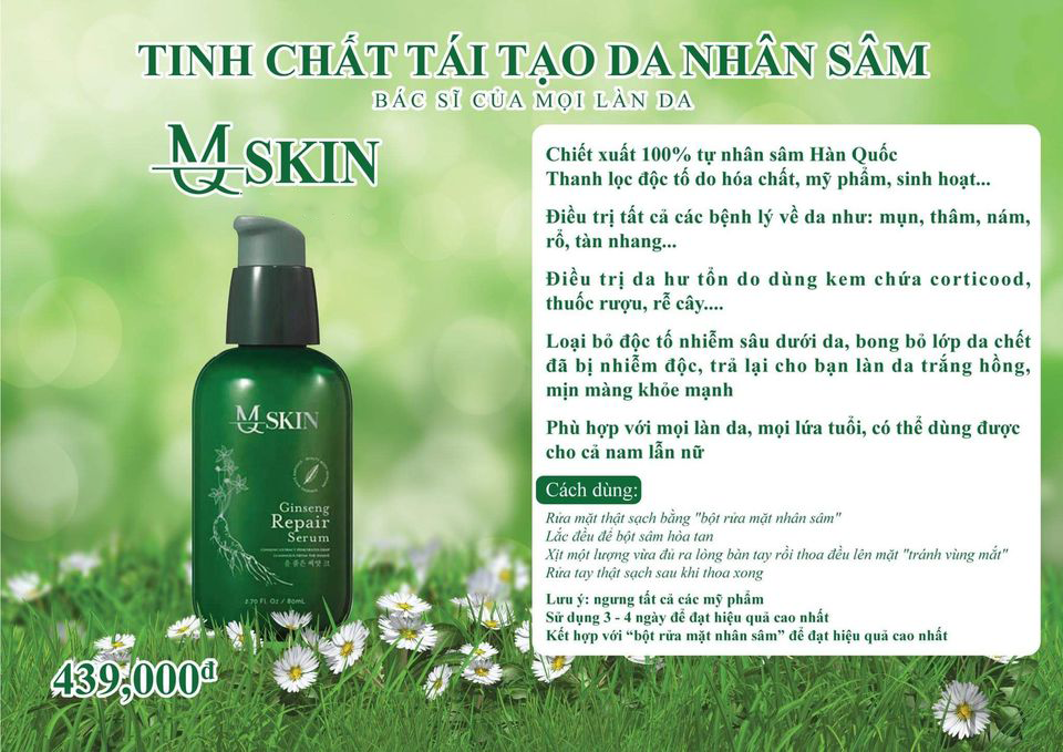 Combo 1 tái tạo da nhân sâm Mq Skin Combo 1 tái tạo da nhân sâm Mq Skin