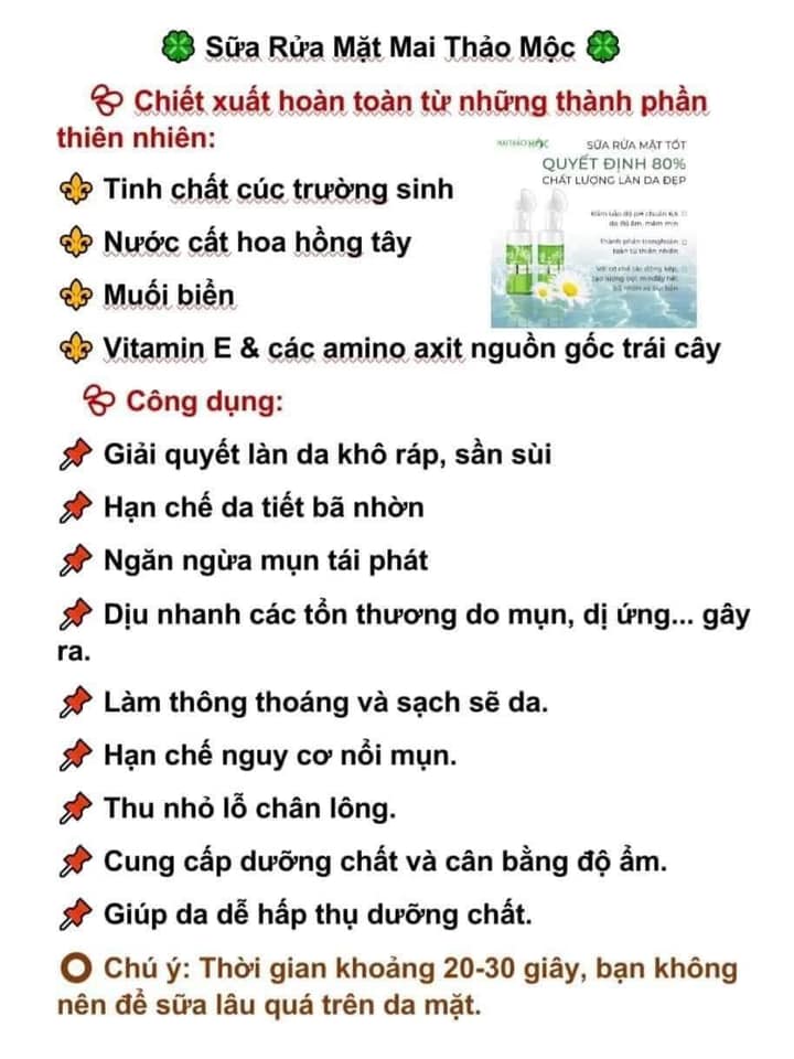 Combo sữa rữa mặt Mai thảo mộc và DR Mai diệt mụn Combo sữa rữa mặt Mai thảo mộc và DR Mai diệt mụn