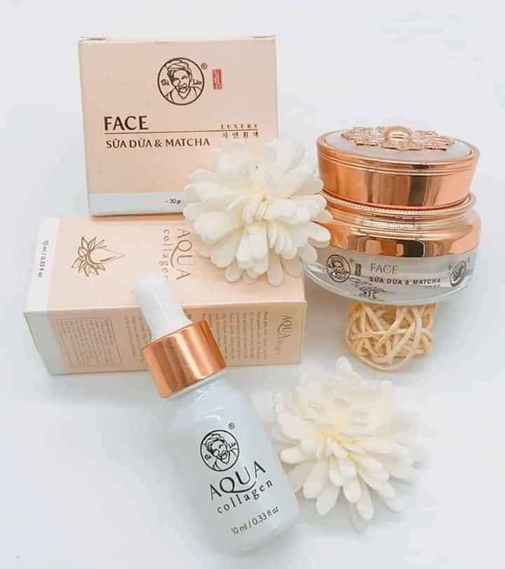 Combo kem face sữa dừa bà lão kết hợp Aqua collagen Combo kem face sữa dừa bà lão kết hợp Aqua collagen