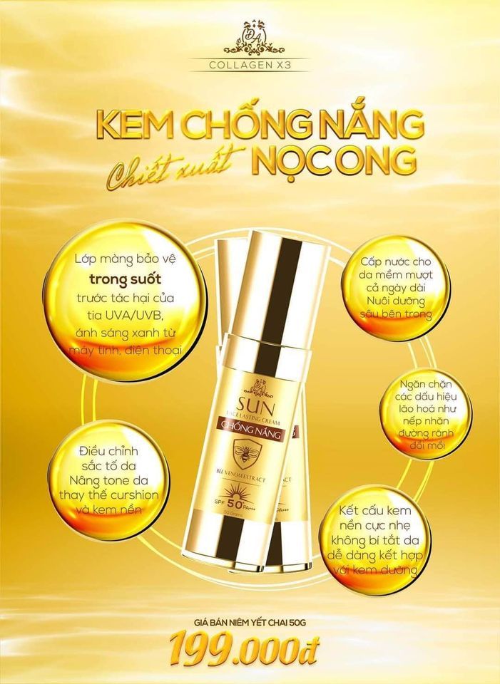 Kem chống nắng nọc ong Collagen X3 chính hãng công ty Đông Anh Kem chống nắng nọc ong Collagen X3 chính hãng công ty Đông Anh