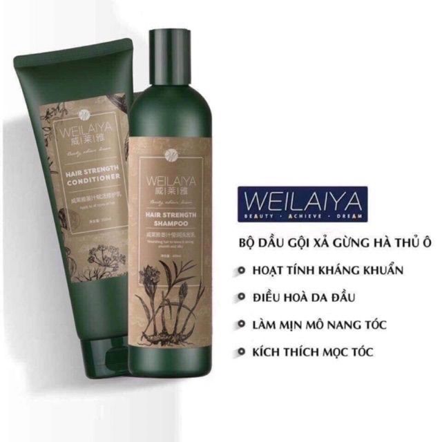 Combo dầu gội xả gừng hà thủ ô Weilaiya chính hãng Combo dầu gội xả gừng hà thủ ô Weilaiya chính hãng