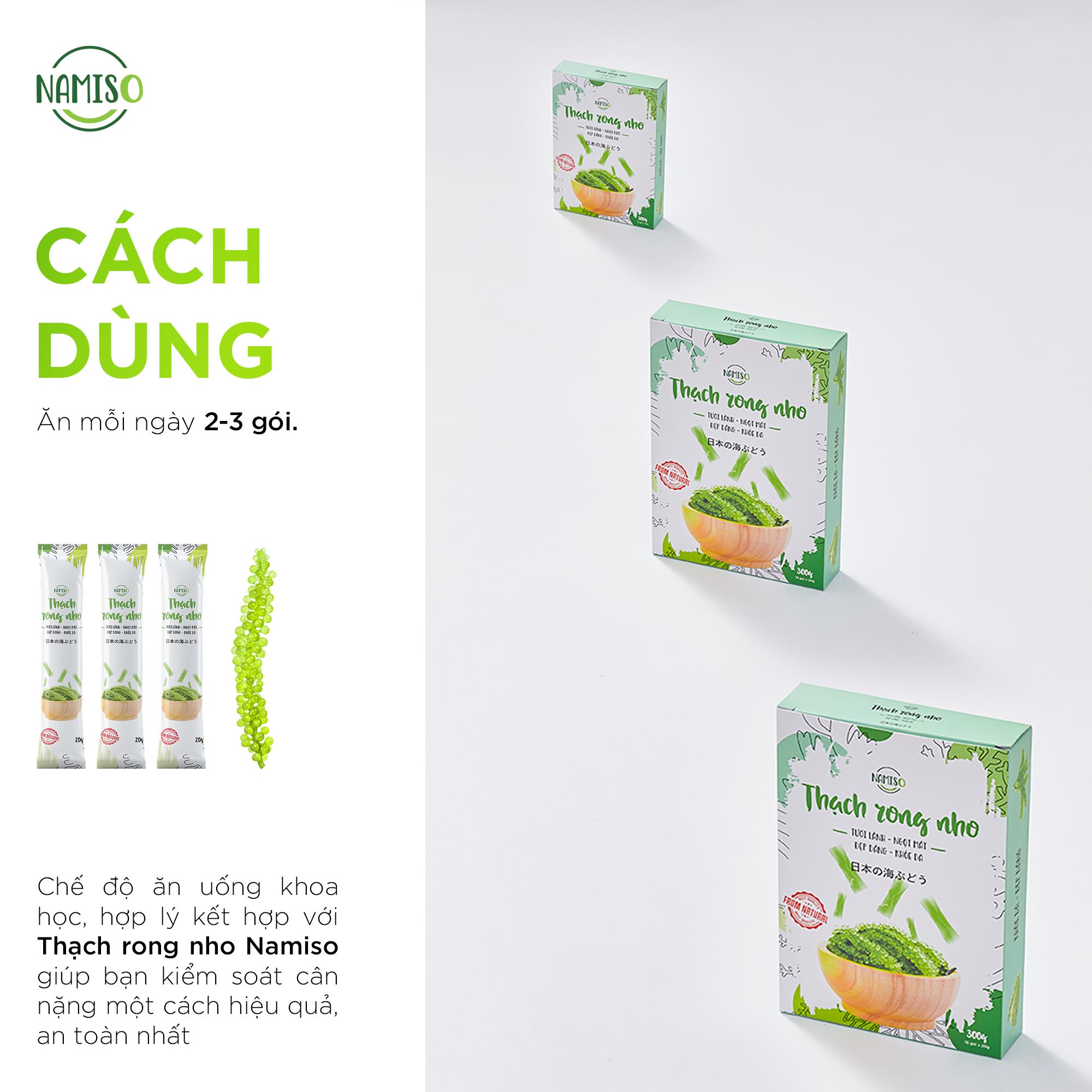 Ba gói thạch rong nho mỗi ngày lấy lại sắc vóc hoàn mỹ Ba gói thạch rong nho mỗi ngày lấy lại sắc vóc hoàn mỹ