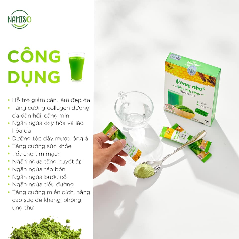 Bột rong nho sữa ong chúa Namiso tinh hoa rừng và biển Bột rong nho sữa ong chúa Namiso tinh hoa rừng và biển