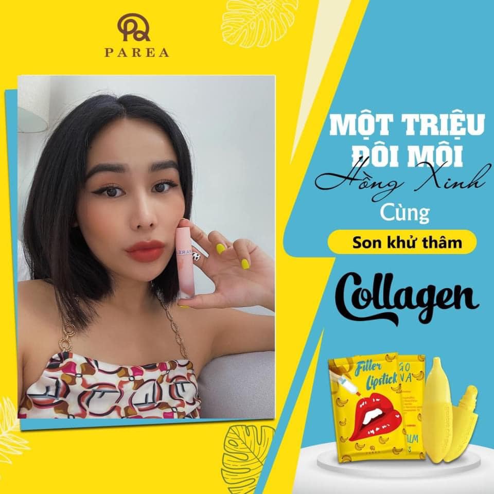 Combo son Filler Collagen chuối khử thâm Parea cùng son màu Chu Lipstick chính hãng Combo son Filler Collagen chuối khử thâm Parea cùng son màu Chu Lipstick chính hãng