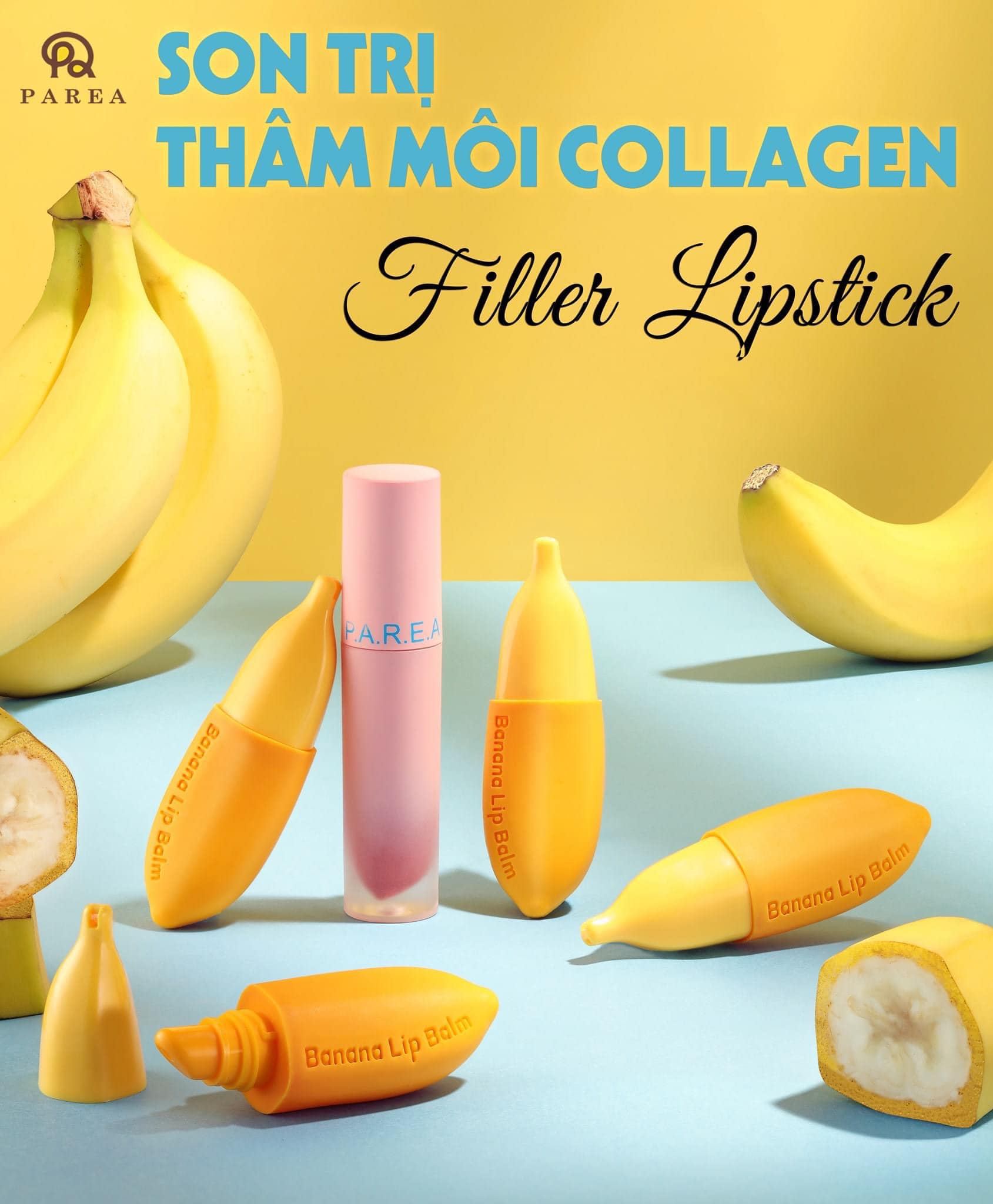 Combo son Filler Collagen chuối khử thâm Parea cùng son màu Chu Lipstick chính hãng Combo son Filler Collagen chuối khử thâm Parea cùng son màu Chu Lipstick chính hãng