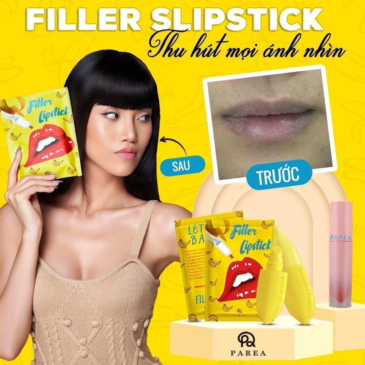 Combo son Filler Collagen chuối khử thâm Parea cùng son màu Chu Lipstick chính hãng Combo son Filler Collagen chuối khử thâm Parea cùng son màu Chu Lipstick chính hãng