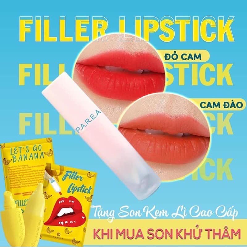 Combo son Filler Collagen chuối khử thâm Parea cùng son màu Chu Lipstick chính hãng Combo son Filler Collagen chuối khử thâm Parea cùng son màu Chu Lipstick chính hãng