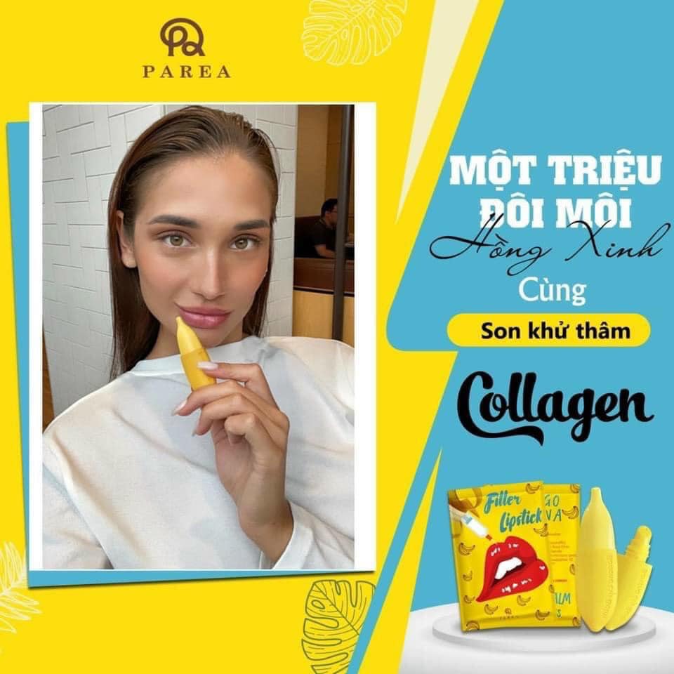 Combo son Filler Collagen chuối khử thâm Parea cùng son màu Chu Lipstick chính hãng Combo son Filler Collagen chuối khử thâm Parea cùng son màu Chu Lipstick chính hãng