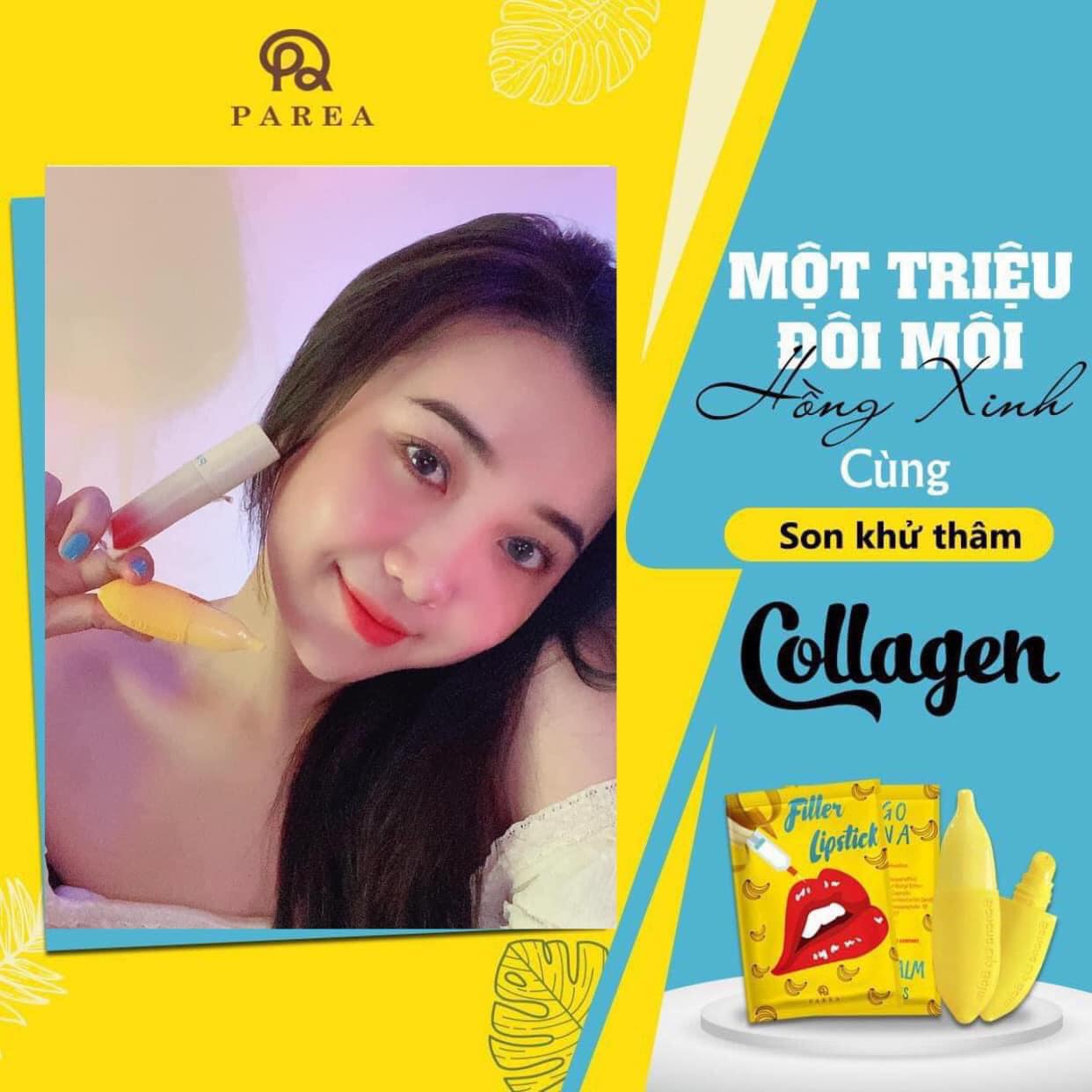Combo son Filler Collagen chuối khử thâm Parea cùng son màu Chu Lipstick chính hãng Combo son Filler Collagen chuối khử thâm Parea cùng son màu Chu Lipstick chính hãng