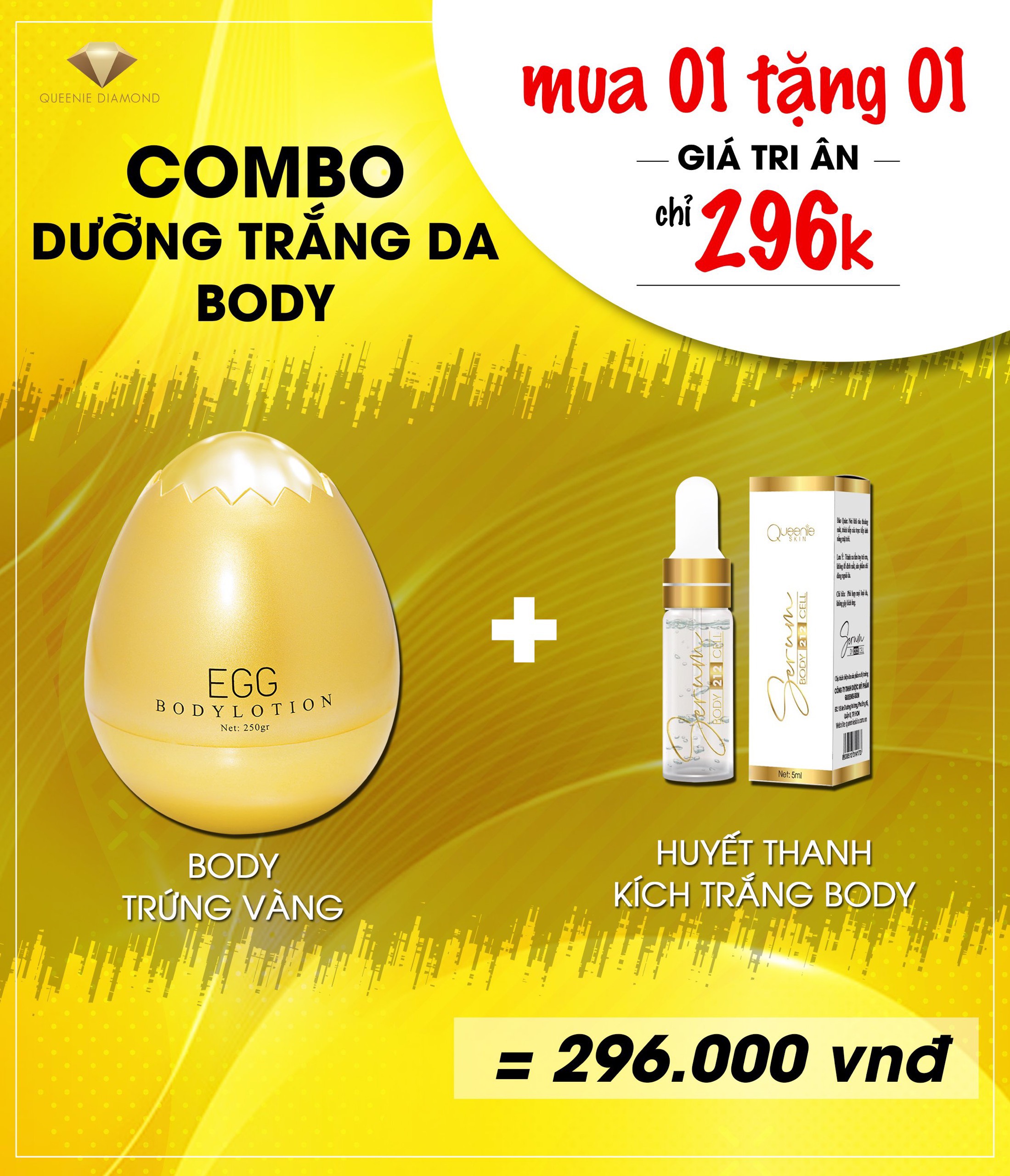Kem body Trứng Vàng Queenis chính hãng Kem body Trứng Vàng Queenis chính hãng