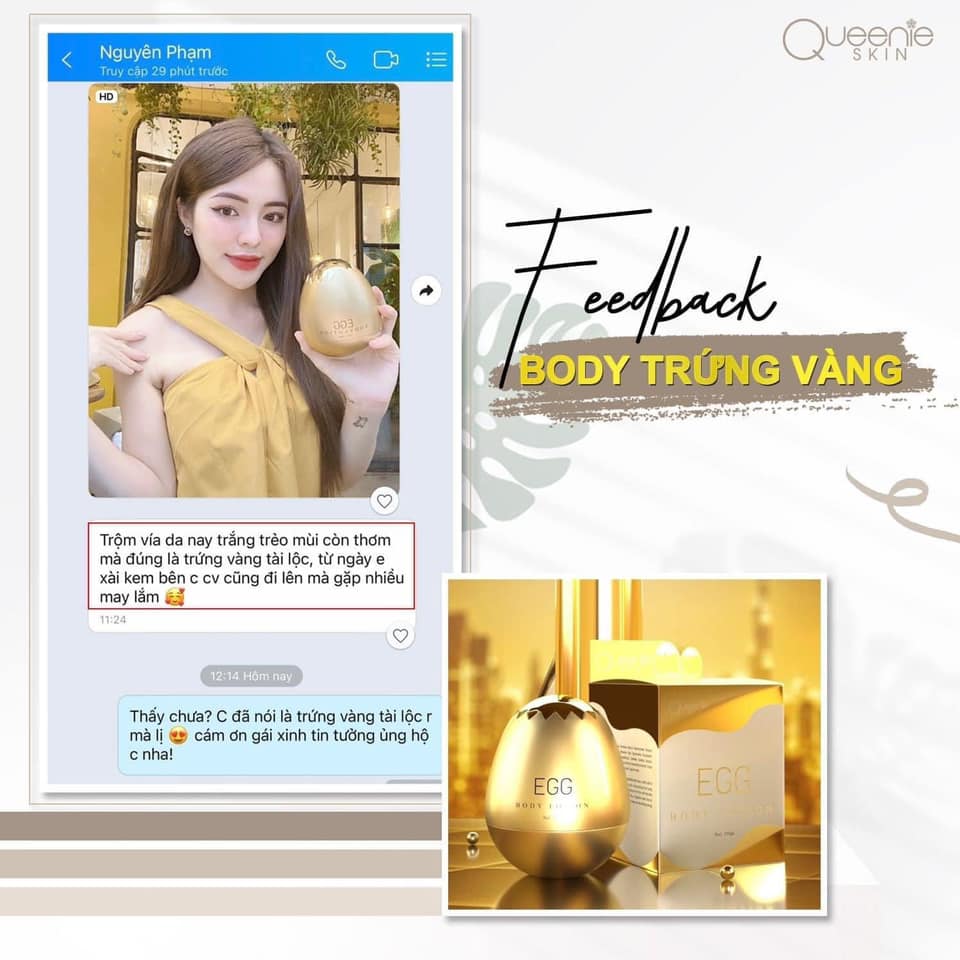 Kem body Trứng Vàng Queenis chính hãng Kem body Trứng Vàng Queenis chính hãng