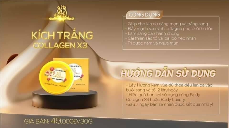 Combo body Collagen X3 Luxury kết hợp kích trắng Collagen X3 công ty Đông Anh chính hãng Combo body Collagen X3 Luxury kết hợp kích trắng Collagen X3 công ty Đông Anh chính hãng
