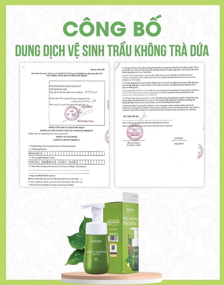 Dung dich vệ sinh trầu không trà dứa Mocha chính hãng Dung dich vệ sinh trầu không trà dứa Mocha chính hãng