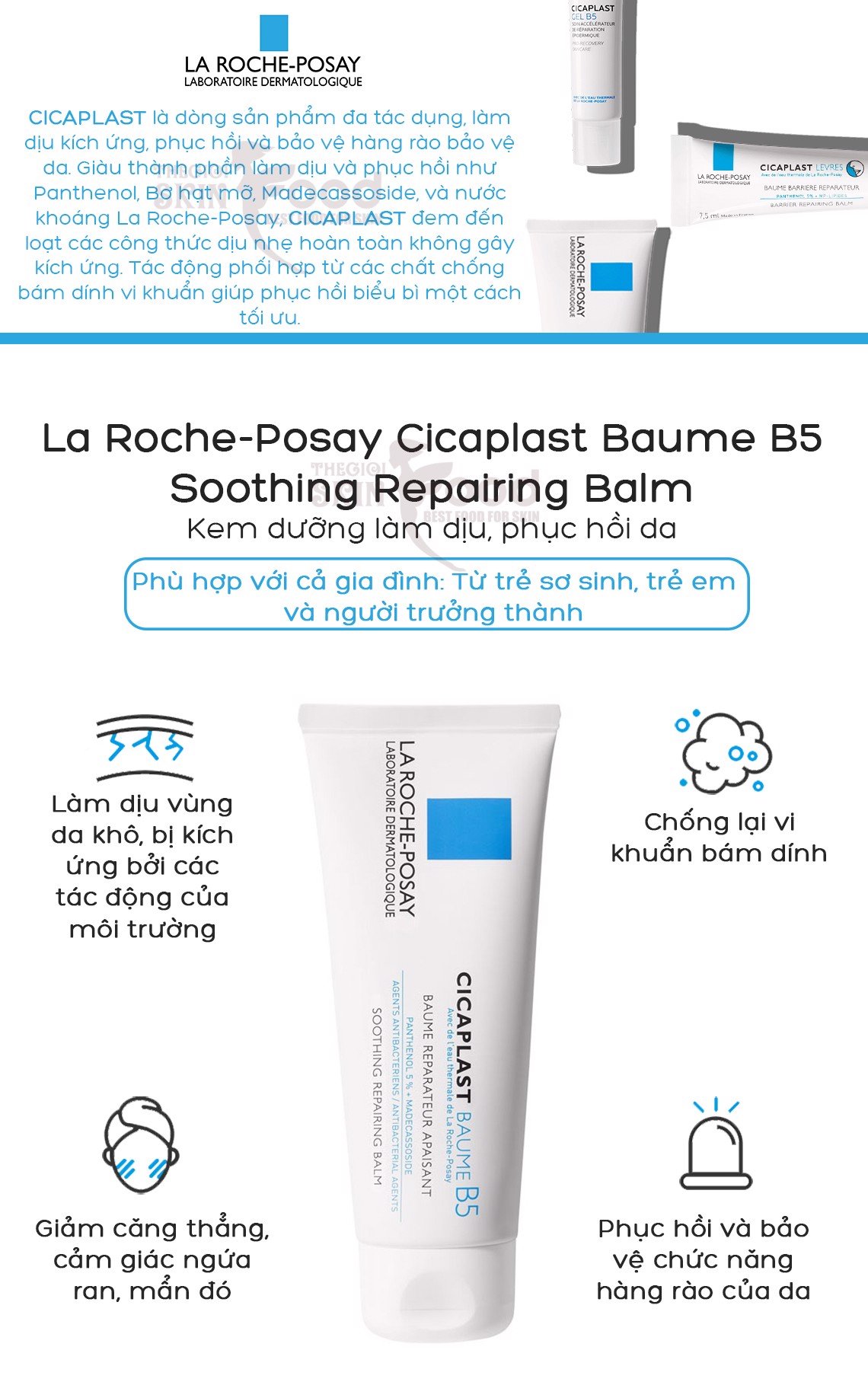 Kem dưỡng La Roche-Posay Làm Dịu hỗ trợ phục hồi da 40ml chính hãng Kem dưỡng La Roche-Posay Làm Dịu hỗ trợ phục hồi da 40ml chính hãng