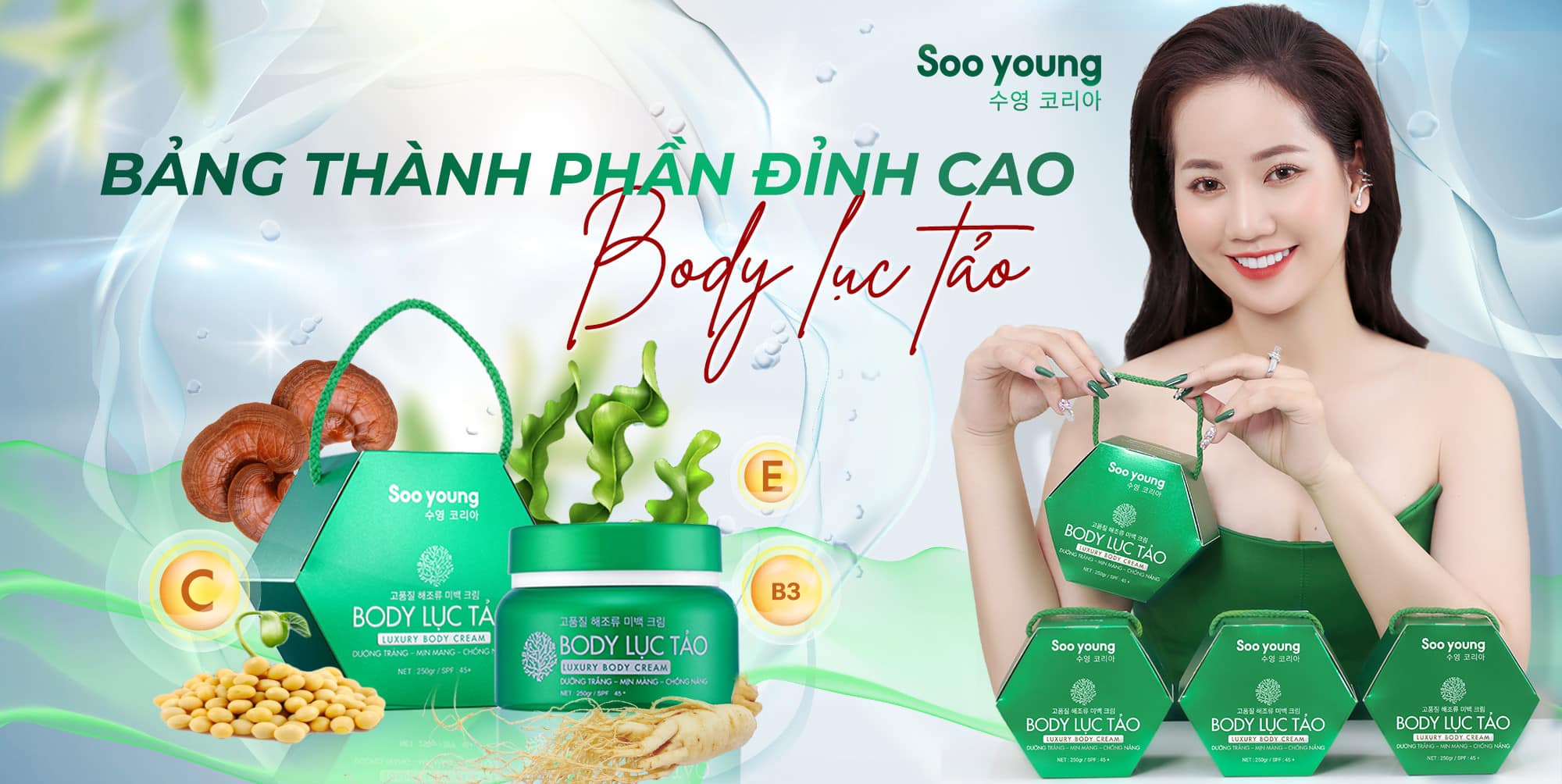 Kem body lục tảo Soo Young và bảng thành phần đỉnh cao