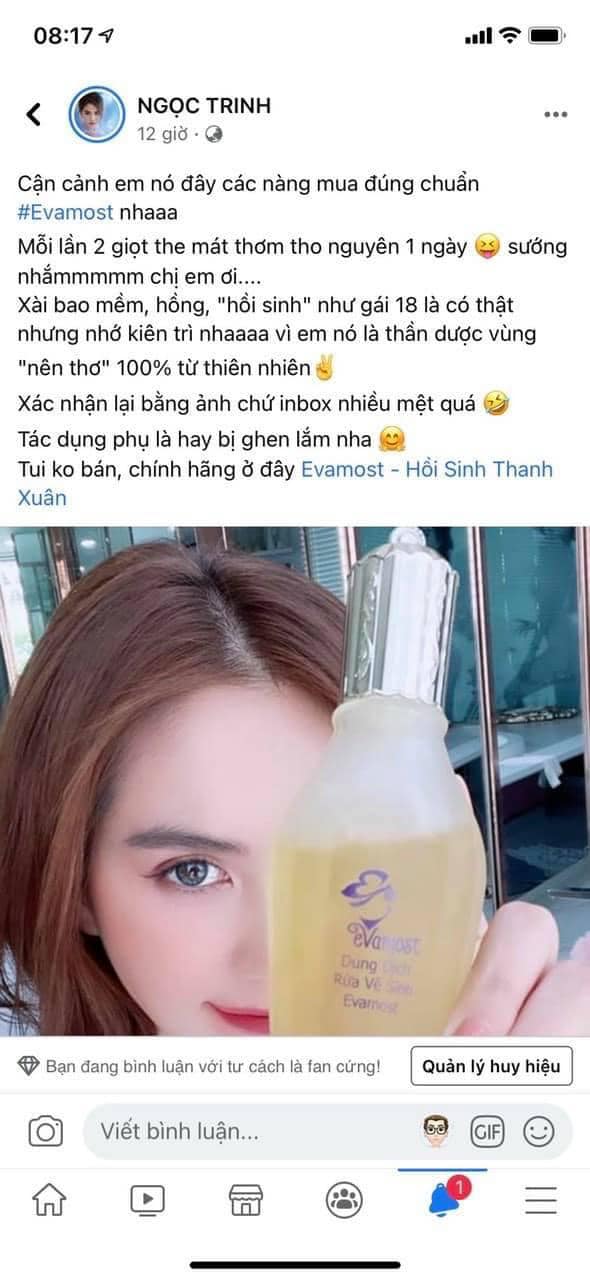 Dung Dịch Vệ Sinh Phụ Nữ Evamost 120ml chính hãng Dung Dịch Vệ Sinh Phụ Nữ Evamost 120ml chính hãng