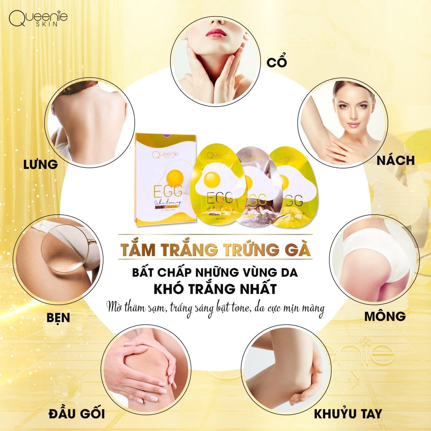 Combo Body trứng vàng kết hợp tắm trắng trứng vàng Queenie Skin Combo Body trứng vàng kết hợp tắm trắng trứng vàng Queenie Skin