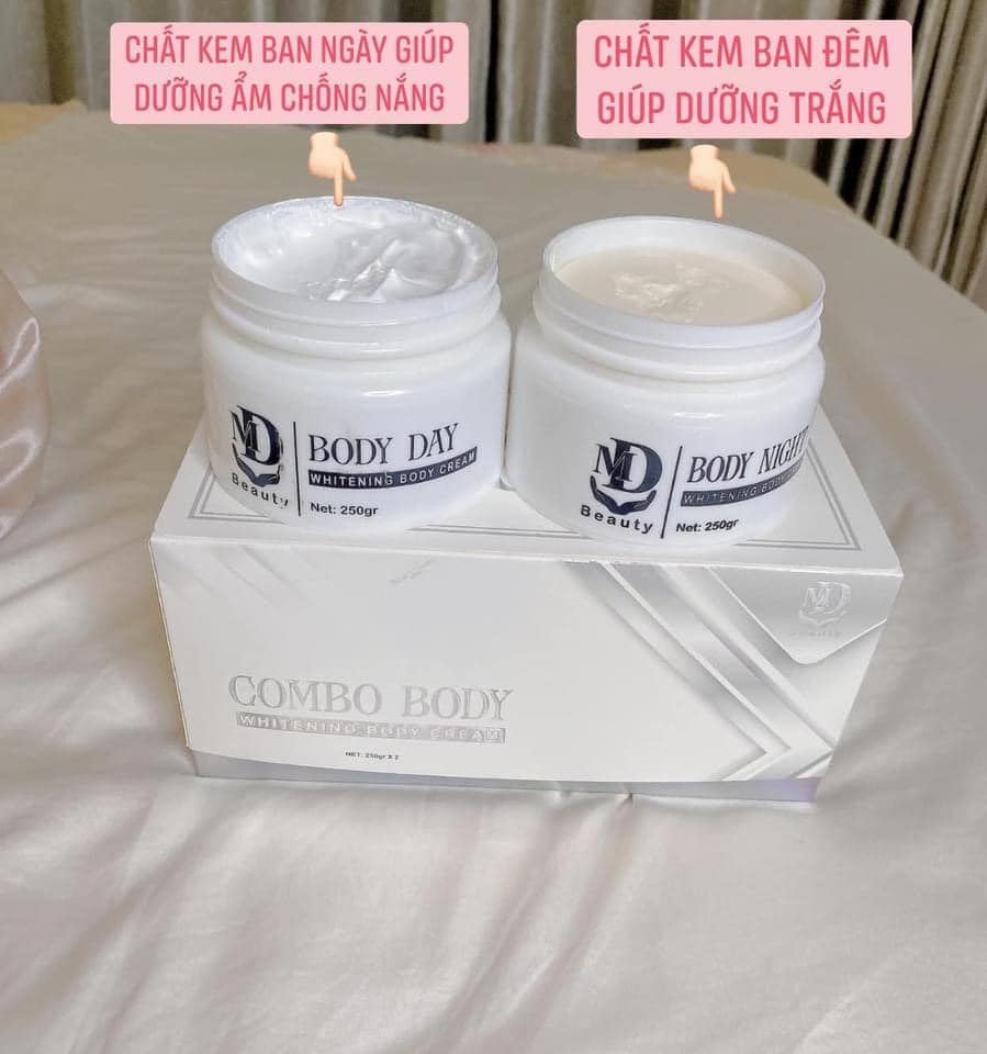 Combo 2 hủ kem body trắng da ngày đêm MD Beauty chính hãng Combo 2 hủ kem body trắng da ngày đêm MD Beauty chính hãng