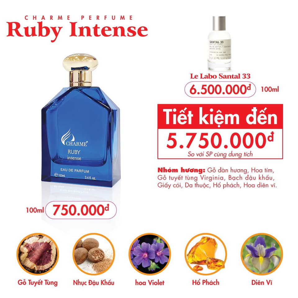 Nước hoa nam Charme Ruby Intense 100ml chính hãng Nước hoa nam Charme Ruby Intense 100ml chính hãng