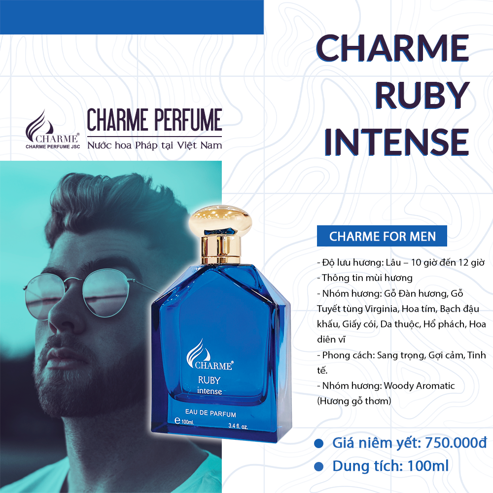 Nước hoa nam Charme Ruby Intense 100ml chính hãng Nước hoa nam Charme Ruby Intense 100ml chính hãng